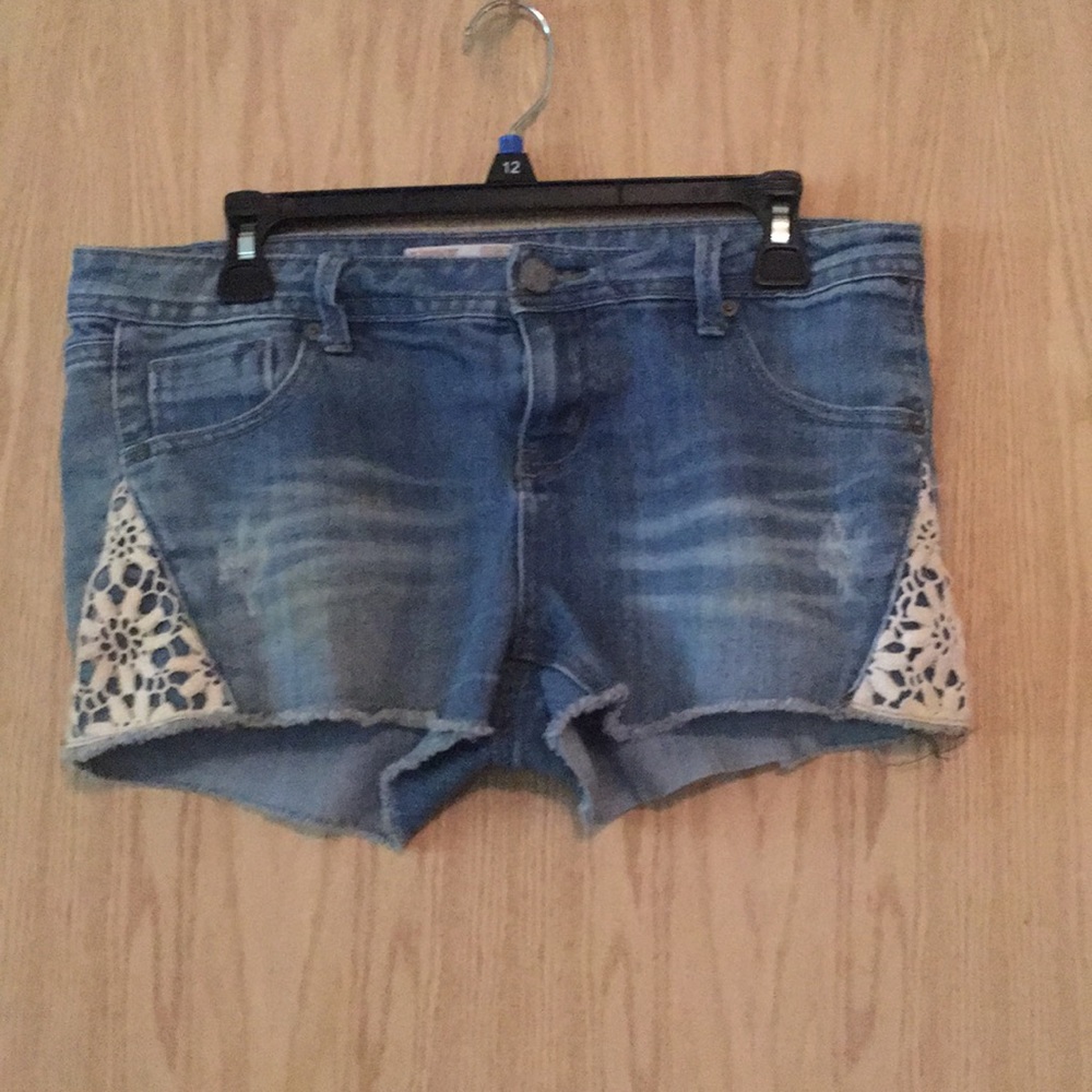 Distressed Shorts with Flower Lace Inserts 3/$15